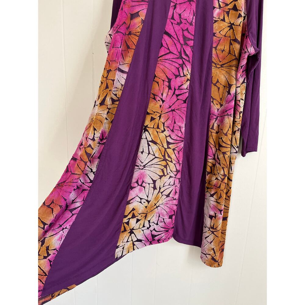 LOGO Lori Goldstein Pieced Jacquard Dress 1X Plus Size Flowy Baggy Asymmetric - Picture 4 of 16